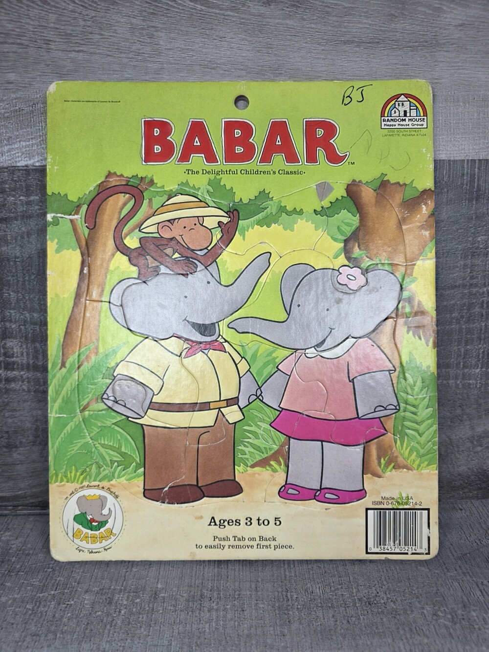 Vintage Babar and His Friends 1989 Jungle Random House Tray Puzzle RARE b283
